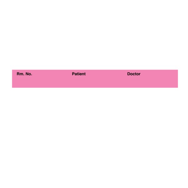 Printed Chart Tape - Rm No Patient Doctor 1/2" Rose w/Black